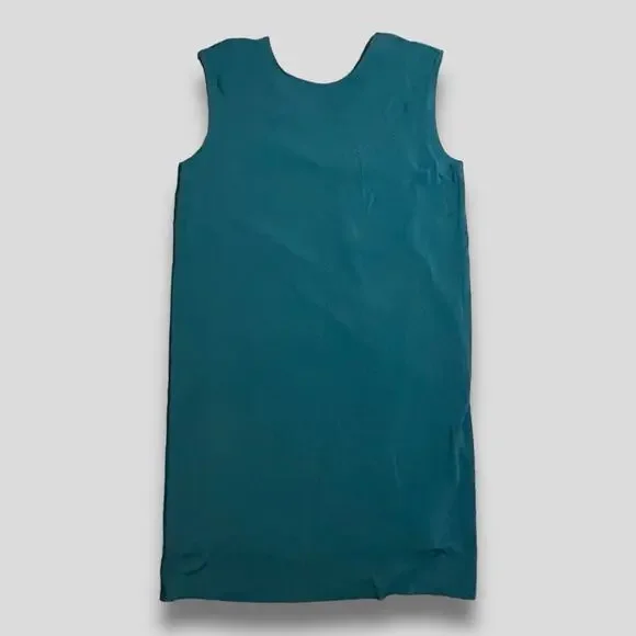 HELMUT LANG CASUAL SHIFT WESTERN MOD DRESS DEEP TEAL GREEN MEDIUM P - Picture 2 of 9